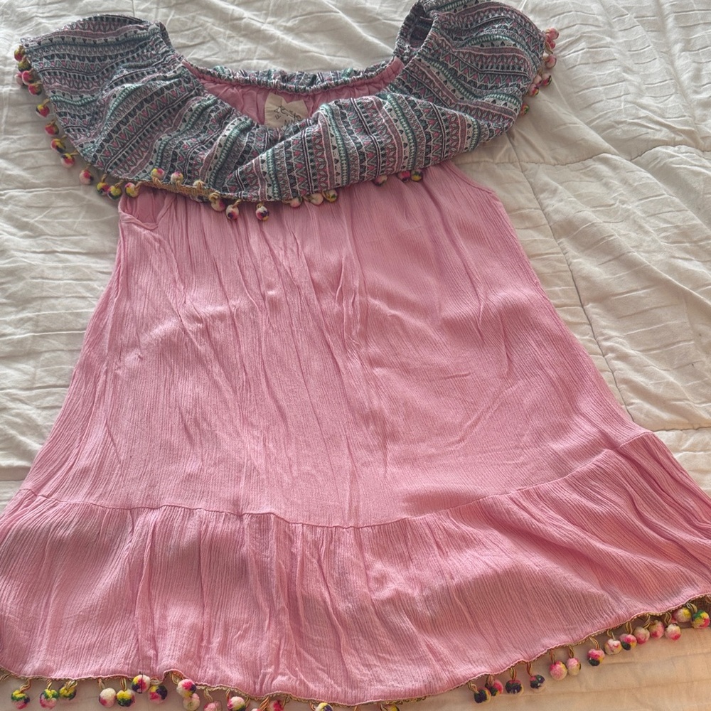 Fantastic Fawn Pink Dress with Patterned Ruffle